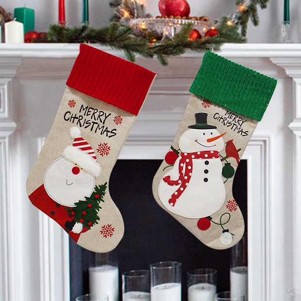 Creative  Decoration Merry Christmas Handmade Fabric Socks