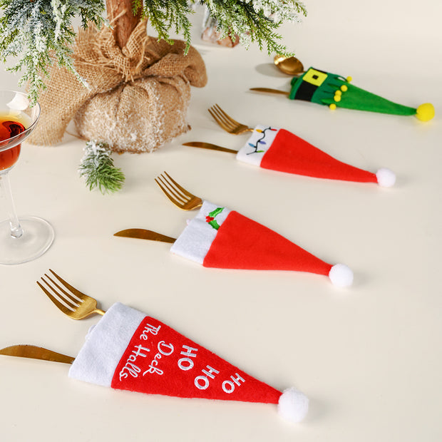 Christmas decoration small hat and fork set