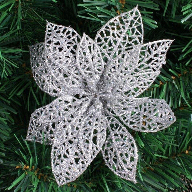 Glittering Poinsettia Christmas Flowers.