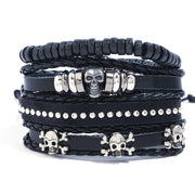 Skull Beaded Vintage Cowhide Bracelet Men'S Woven Diy Suit Leather Bracelet