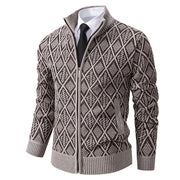 2024 Fall/Winter Men's Fleece-Lined Stand Collar Sweaterh