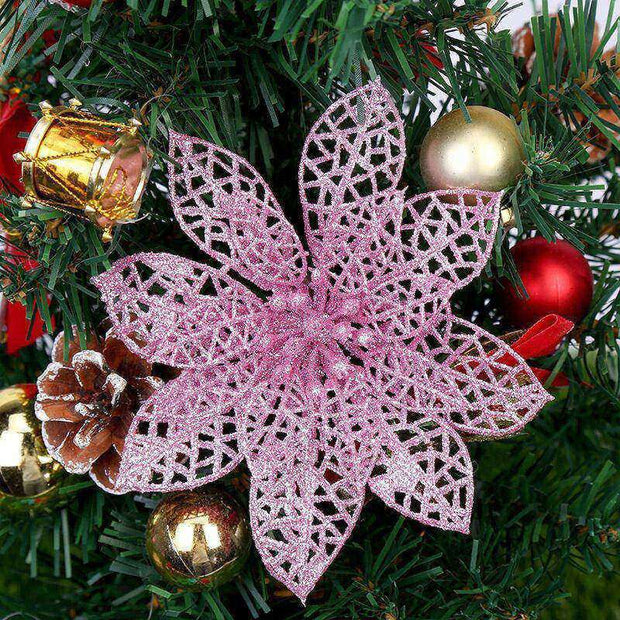 Glittering Poinsettia Christmas Flowers.