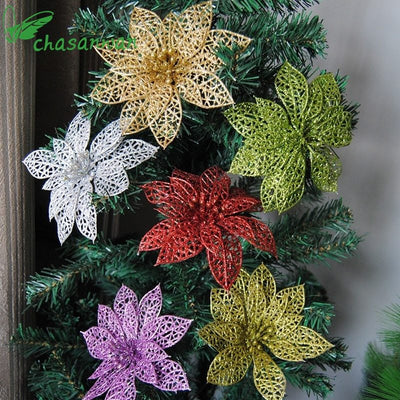 Glittering Poinsettia Christmas Flowers.