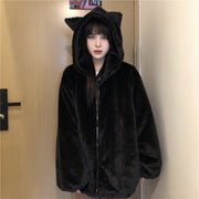 Thickened Ears Furry Coat Cotton Clothes Women's Clothes