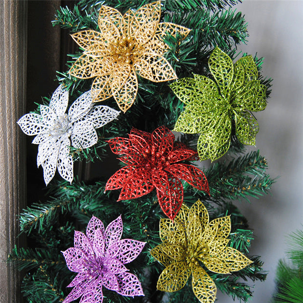 Glittering Poinsettia Christmas Flowers.