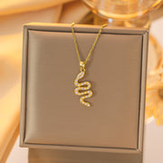 New Snake Necklace With Rhinestone Design Fashion Personality Creative Clavicle Chain Fall Winter Sweater Chain Women's Jewelry