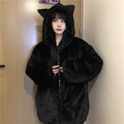 Thickened Ears Furry Coat Cotton Clothes Women's Clothes