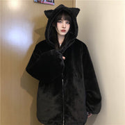 Thickened Ears Furry Coat Cotton Clothes Women's Clothes