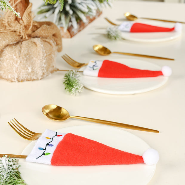 Christmas decoration small hat and fork set