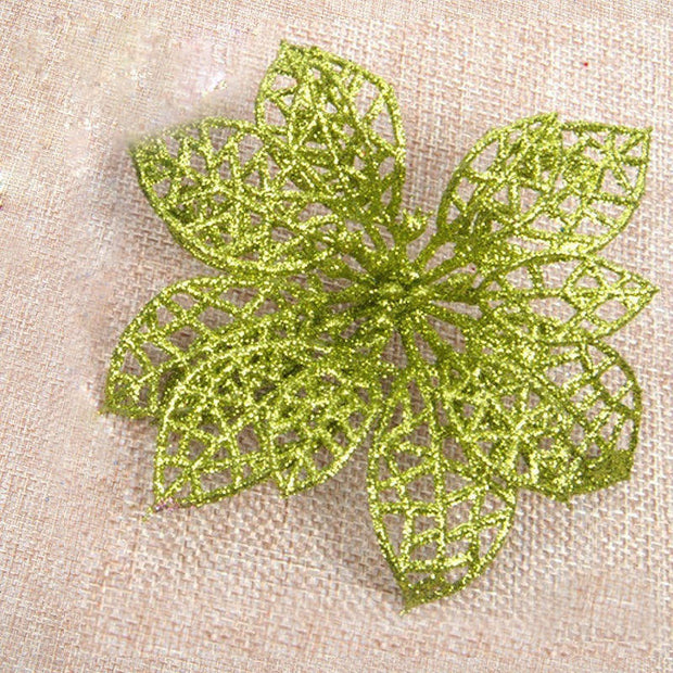 Glittering Poinsettia Christmas Flowers.