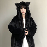 Thickened Ears Furry Coat Cotton Clothes Women's Clothes