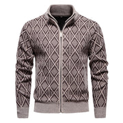 2024 Fall/Winter Men's Fleece-Lined Stand Collar Sweaterh