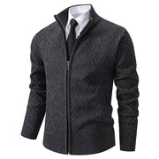 2024 Fall/Winter Men's Fleece-Lined Stand Collar Sweaterh