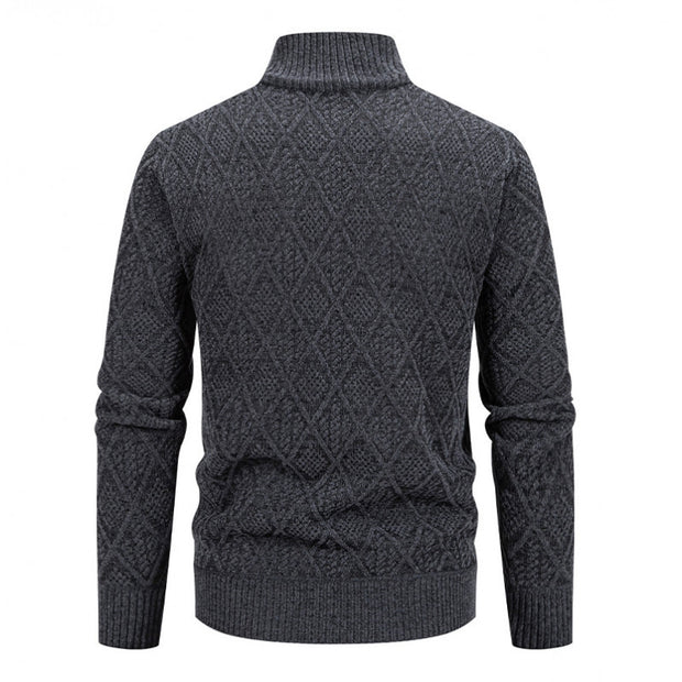 2024 Fall/Winter Men's Fleece-Lined Stand Collar Sweaterh