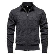 2024 Fall/Winter Men's Fleece-Lined Stand Collar Sweaterh